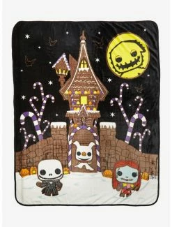 Cheapest 🌟 Funko The Nightmare Before 🎁 Christmas Gingerbread Throw Blanket Hot Topic Exclusive 💯