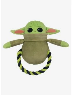 Flash Sale 😀 Star Wars The Child Green Black Plush and Round Rope 🦮 Dog Toy 💯