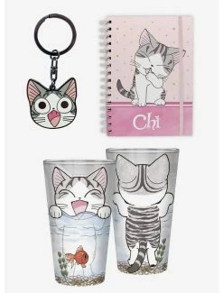 Discount 👍 Chi's Sweet Home Notebook, Large Glass, & Keychain Bundle 🛒
