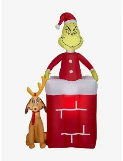 Deals ❤️ Grinch Animated Grinch In Chimney Airblown 🛒
