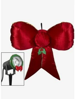 Flash Sale 👏 Airblown Mixed Media Hanging Velvet Bow Red, Gold, With External Spotlight ✨