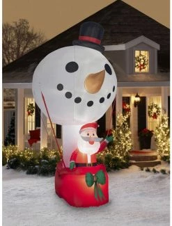 Coupon ⌛ Giant Airblown Inflatable Snowman Hot Air Balloon With Santa 👏 -Furniture Outlet Store 19560496 av1