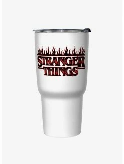 New ⭐ Stranger Things Flame Logo Travel Mug 🔔