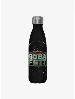 Best Pirce 🤩 Star Wars The Book of Boba Fett Boba Fett Main Logo Black Stainless Steel Water Bottle ⭐