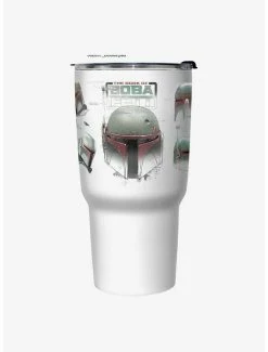 Buy 😀 Star Wars The Book of Boba Fett Helmet Schematics White Stainless Steel Travel Mug 😍