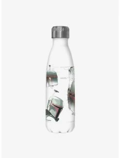 Budget 👏 Star Wars The Book of Boba Fett Helmet Schematics White Stainless Steel Water Bottle 🛒