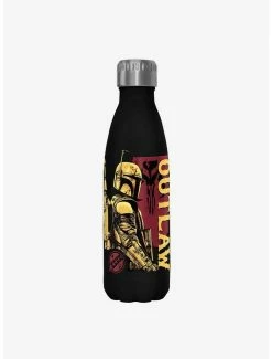 Hot Sale 🧨 Star Wars The Book of Boba Fett Outlaw Boba Fett Black Stainless Steel Water Bottle ⌛