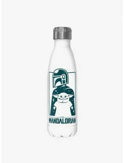 Buy 👏 Star Wars The Mandalorian Cute Silhouette White Stainless Steel Water Bottle ⌛