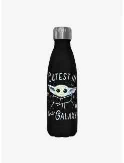 Best Sale 🛒 Star Wars The Mandalorian Cutest In The Galaxy Black Stainless Steel Water Bottle 🔥