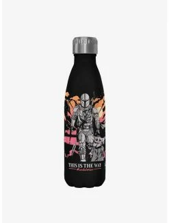 Deals 💯 Star Wars The Mandalorian Galaxy Black Stainless Steel Water Bottle 🔔