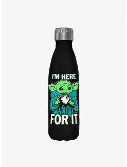 Best Pirce 🛒 Star Wars The Mandalorian Here For It Black Stainless Steel Water Bottle 😍