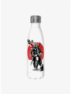 Flash Sale 🤩 Star Wars The Mandalorian Mandolorian Sumi Ink White Stainless Steel Water Bottle 🤩