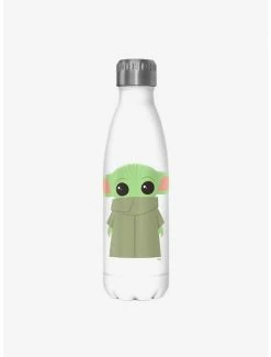 Flash Sale 🎉 Star Wars The Mandalorian The Child Covered Face White Stainless Steel Water Bottle 🥰