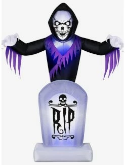 Best Sale 💯 Animated Reaper Behind Tombstone 8-foot Inflatable Airblown ⌛