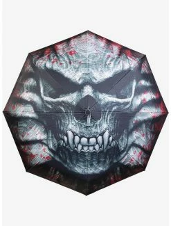 Cheap 💯 Goth Skull Compact Travel Umbrella 🥰