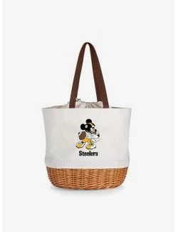 Brand new 🎉 Disney Mickey Mouse NFL Pittsburgh Steelers Canvas Willow Basket Tote 🧨