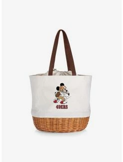 Budget 🔥 Disney Mickey Mouse NFL San Francisco 49Ers Canvas Willow Basket Tote 🤩