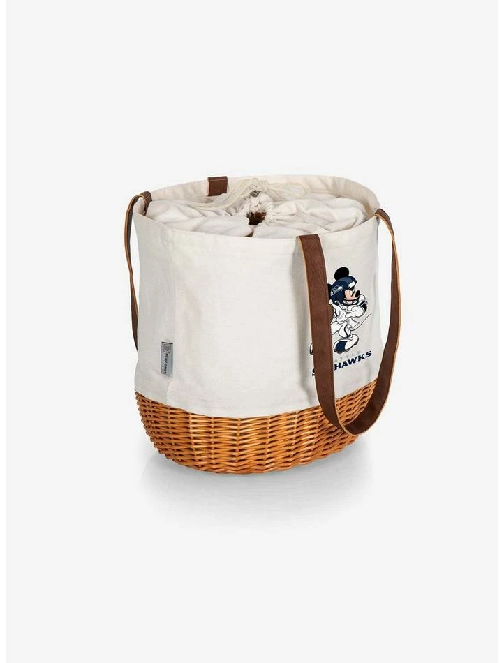 Budget 😀 Disney Mickey Mouse NFL Seattle Seahawks Canvas Willow Basket Tote 😉 2 Budget 😀 Disney Mickey Mouse NFL Seattle Seahawks Canvas Willow Basket Tote 😉 - Image 2