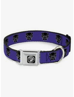 Cheapest 🔔 Marvel Black Panther Avengers Icon Purple Seatbelt Buckle 🐶 Dog Collar 🥰