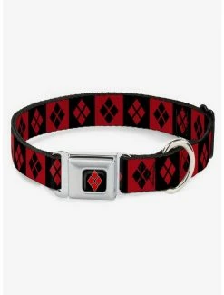 Best deal ⭐ DC Comics Harley Quinn Diamond Blocks Seatbelt Buckle 🐕 Dog Collar 🎁