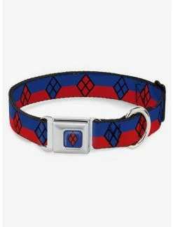 Flash Sale 🥰 DC Comics Harley Quinn Diamond Stripe Seatbelt Buckle 🐶 Dog Collar 🥰