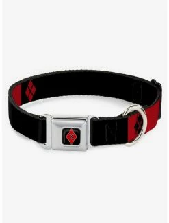 Wholesale โ๏ธ DC Comics Harley Quinn Diamonds Black Red White Seatbelt Buckle ๐ถ Dog Collar ๐