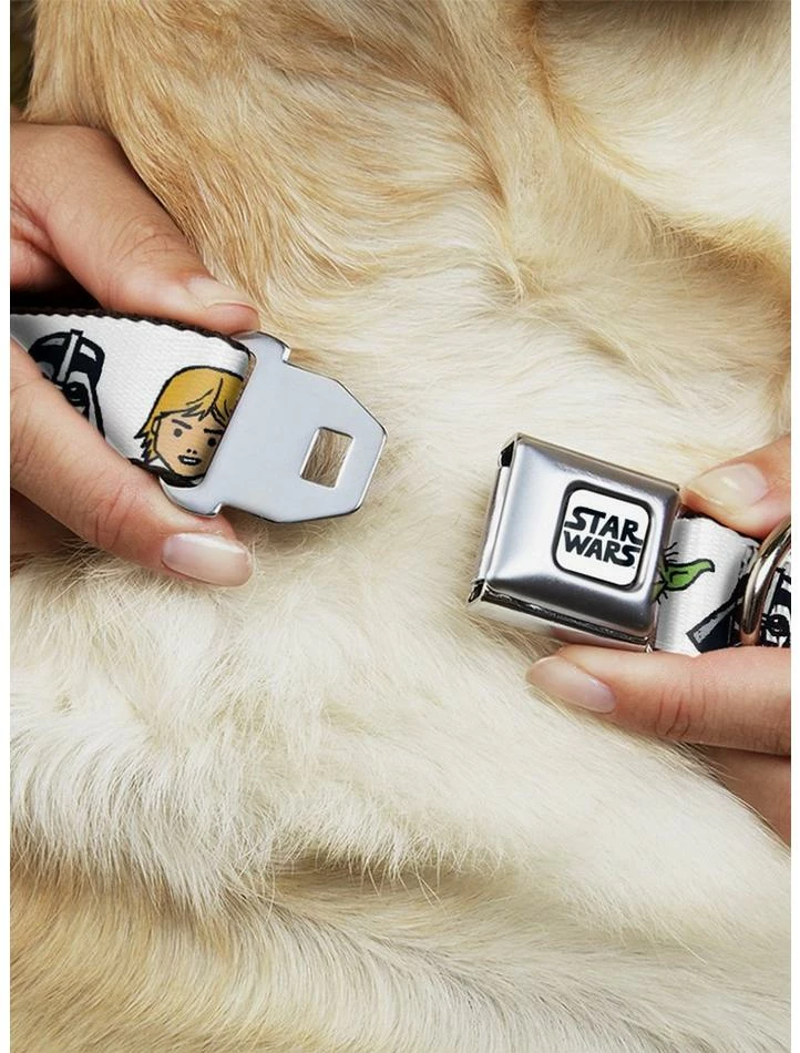 Deals ❤️ Star Wars Character Faces White Seatbelt Buckle 🦮 Dog Collar 💯 2 Deals ❤️ Star Wars Character Faces White Seatbelt Buckle 🦮 Dog Collar 💯 - Image 2