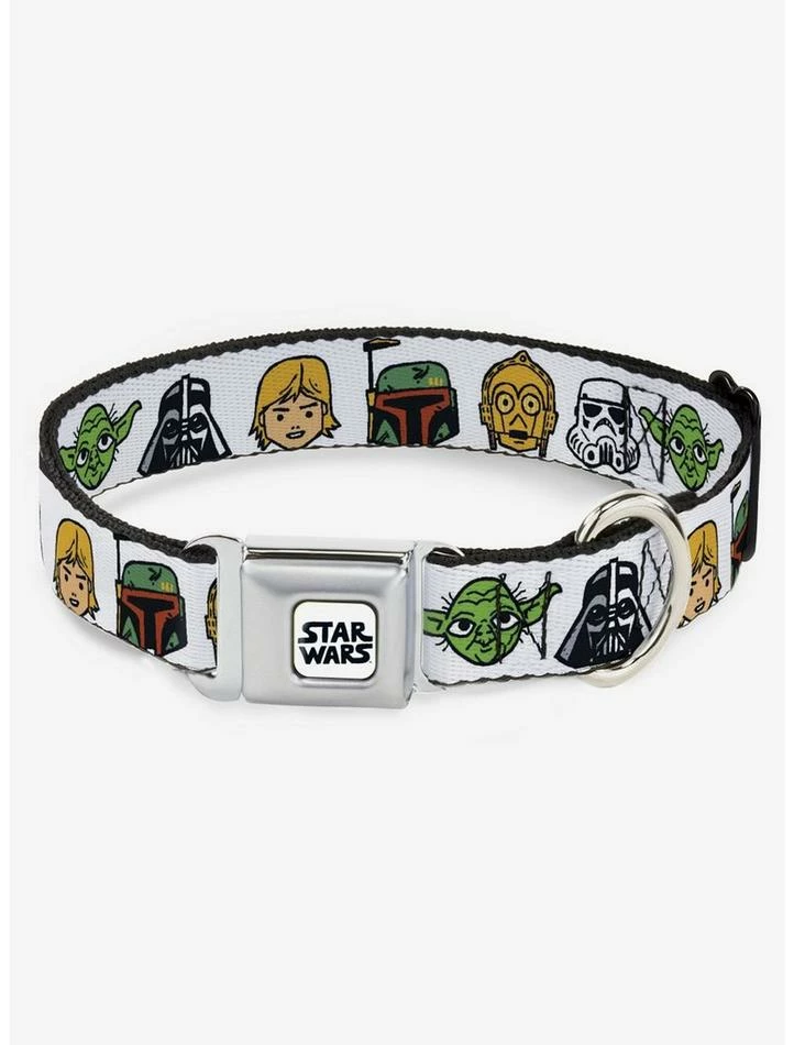 Deals ❤️ Star Wars Character Faces White Seatbelt Buckle 🦮 Dog Collar 💯 1 Deals ❤️ Star Wars Character Faces White Seatbelt Buckle 🦮 Dog Collar 💯