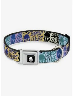 Discount 🔥 Star Wars Book of Boba Fett Boba Lives Graffiti Seatbelt Buckle 🦮 Dog Collar 👏