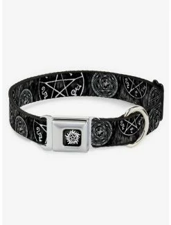 Brand new ❤️ Supernatural Devils Trap Pentagrams Seatbelt Buckle 🐕 Dog Collar ⭐
