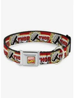 Brand new 👏 Marvel Thor 🔨 Hammer Red Yellow White Seatbelt Buckle 🦮 Dog Collar ⭐