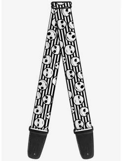 Budget 😀 The Nightmare Before ❄ Christmas Jack Expressions Stripe White Black Guitar Strap 😀