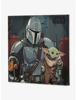 Cheapest 🧨 Star Wars The Mandalorian Baby Yoda & Mandalorian Canvas Wall Decor 💯 -Furniture Outlet Store 19928193 av1