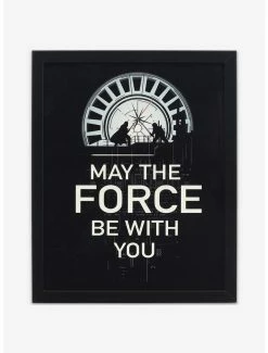 Deals 🥰 Star Wars "May the Force Be With You" Death Star Lightsaber Battle Framed Wood Wall Decor ✔️