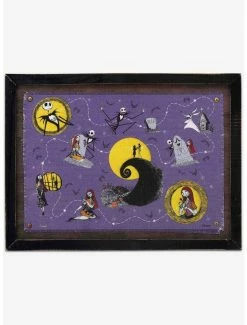 Outlet 👍 Disney The Nightmare Before 🎅 Christmas 💀 Halloween Town Map Framed Canvas Wall Decor 💯