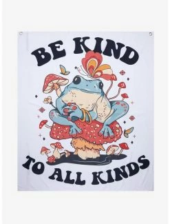 Hot Sale ✨ Mushroom Frog Be Kind Fabric Tapestry ⭐