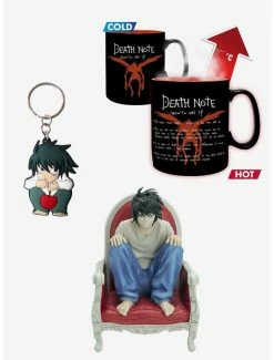 Promo 🔥 Death Note L Mug, Keychain, and Notebook Set 👏