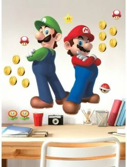Deals 🔔 Nintendo Super Mario Luigi And Mario Giant Peel & Stick Wall Decals 😍 -Furniture Outlet Store 20113723 av1