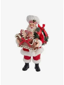 Brand new ๐ Kurt Adler Fabriche Chef Santa with Gingerbread Sleigh Figure โญ