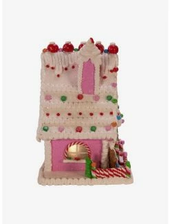 Flash Sale ⌛ Kurt Adler Pink 🍬 Candy LED Gingerbread House Figure 🎉 -Furniture Outlet Store 20120071 av3