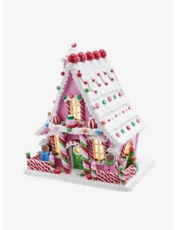 Flash Sale ⌛ Kurt Adler Pink 🍬 Candy LED Gingerbread House Figure 🎉