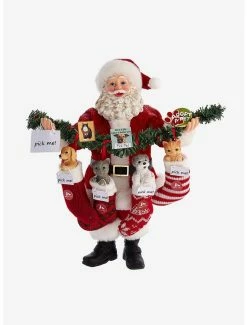 New ✔️ Kurt Adler Fabriche Santa Adopt A Pet in Stockings Figure ✨
