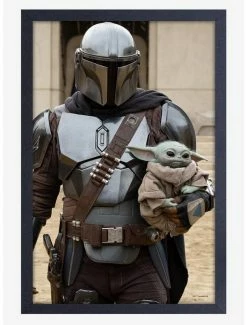 Discount ✔️ Star Wars Boba Fett Mando Child Framed Wood Wall Art ⭐