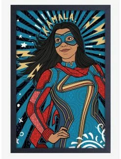 Hot Sale 🥰 Marvel Miss Marvel Kamala Framed Wood Wall Art 🔥