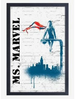 Best Pirce 🧨 Marvel Miss Marvel Stencil Framed Wood Wall Art 🎁