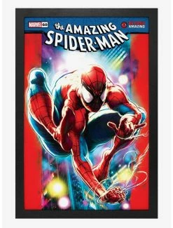 Deals ✨ Marvel Spider-Man 60Th Ann Neon Framed Wood Wall Art 🔥