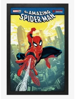 Flash Sale ✔️ Marvel Spider-Man 60Th Ann Swinging Framed Wood Wall Art ⌛