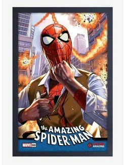 Brand new 🛒 Marvel Spider-Man Saves The Day Framed Wood Wall Art 😀
