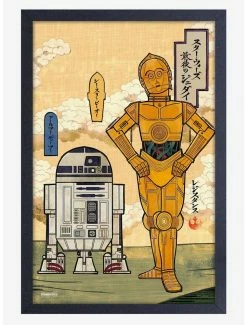 Outlet 🔥 Star Wars Japanese R2 And C-3PO Framed Wood Wall Art 🔔