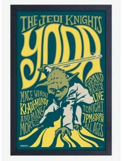 Flash Sale 🎁 Star Wars Rock Poster Yoda Framed Wood Wall Art 🎁